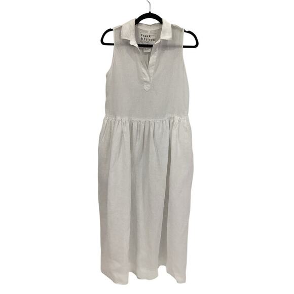 Frank & Eileen Daphne Sleeveless Dress In White Washed Linen Maxi Size XS - Picture 6 of 15